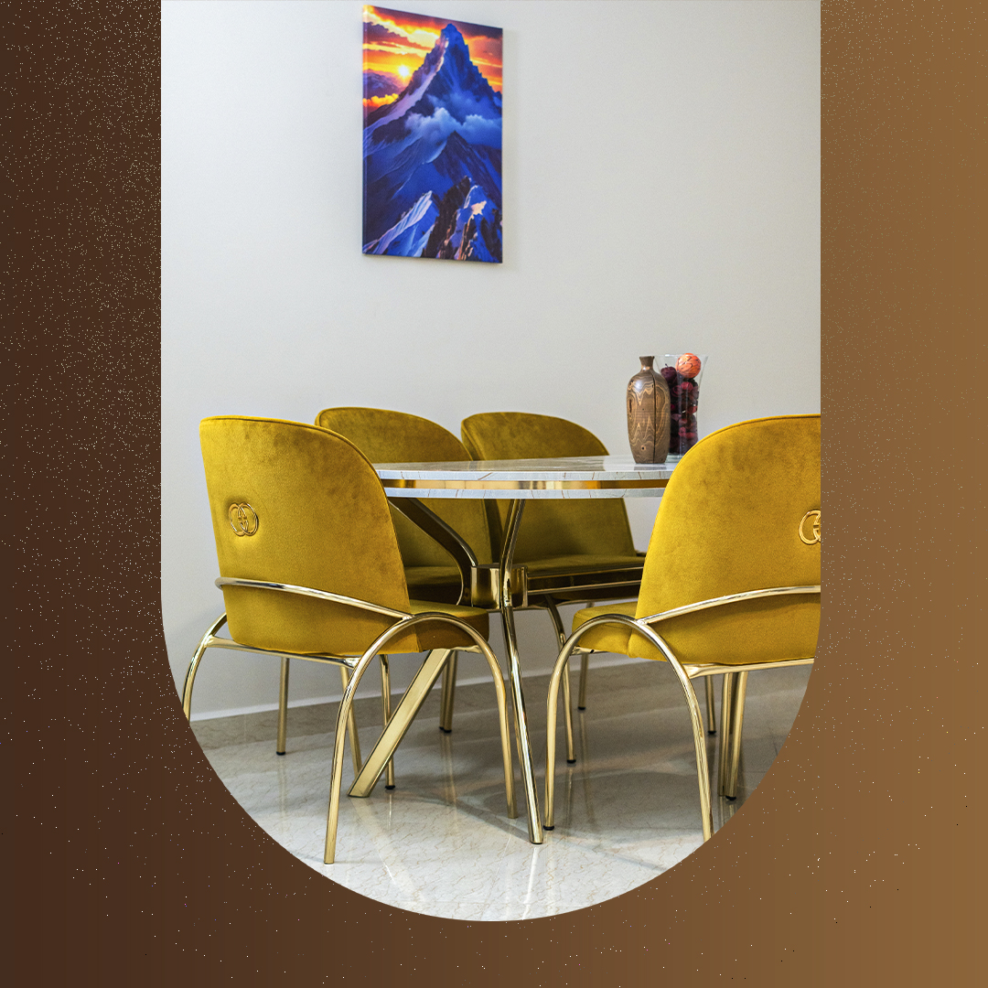 Golden Sky Home luxury apartment living room with traditional Moroccan decor and modern amenities